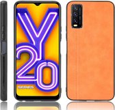 Voor vivo Y20 / Y20i Schokbestendig Naaien Koe Patroon Huid PC + PU + TPU Case (Oranje)