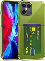 Transparante TPU-beschermhoes met kaartsleuven voor iPhone 12 Mini (groen)