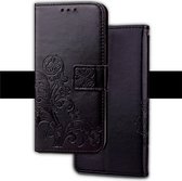 Reliëf patroon PU + TPU horizontaal flip lederen tas voor iPhone XS Max, met houder & kaartsleuven en portemonnee (zwart)