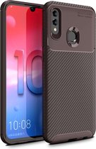 Voor Galaxy A70e koolstofvezel textuur schokbestendig TPU-hoesje (bruin)