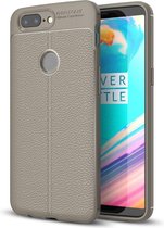 Voor OnePlus 5T Litchi Texture Soft TPU beschermhoes (grijs)