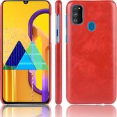 Voor Galaxy M21 schokbestendige Litchi Texture PC + PU-behuizing (rood)