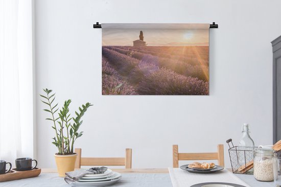 Tapisserie De lavande - Lever de soleil sur un champ de lavande Tapisserie coton 90x60 cm - Tapisserie avec photo