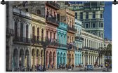 Wandkleed Cuba - Kleurrijke Cubaanse gebouwen in de stad van Havana Wandkleed katoen 90x60 cm - Wandtapijt met foto