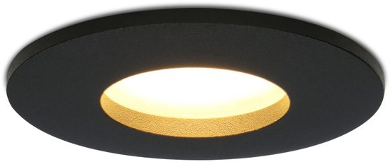 HOFTRONIC Porto - Badkamer inbouwspot LED - IP44 Waterdicht - Verwisselbare GU10 - Dimbaar - 5 Watt 450 Lumen - 2700K Warm wit - Aluminium mat zwart - Ronde plafondspot Ø 73 mm - Spotjes verlichting voor buiten en binnen