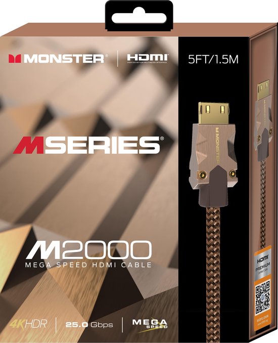 Monster M series M2 UHD High Speed HDMI Kabel - Ethernet - 25Gbps - 1,5m |  bol.com