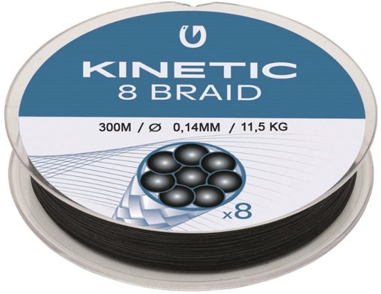 Tresse Kinetic 8 - Noir - Ligne tressée - 300m - 0,14mm - 11,5kg - Zwart