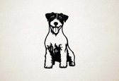 Wanddecoratie - Hond - Jack Russel 6 - S - 58x32cm - Zwart - muurdecoratie - Line Art