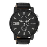 OOZOO Timepieces - Zwarte horloge met zwarte leren band - C10067 - Ø50