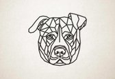 Line Art - Hond - Staffordshire Bull Terrier - M - 60x66cm - Zwart - geometrische wanddecoratie