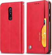 Kneed Skin Texture Horizontaal Flip Leren Case voor OnePlus 6, met Fotolijst & Houder & Kaartsleuven & Portemonnee (Rood)