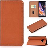 Voor Galaxy Note9 effen kleur mat magnetische horizontale flip lederen tas met kaartsleuven en houder (bruin)