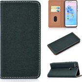 Voor Huawei Honor 7A effen kleur mat magnetische horizontale flip lederen tas met kaartsleuven en houder (groen)