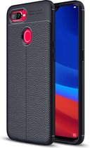 Litchi Texture TPU schokbestendige hoes voor OPPO F9 (F9 Proï¼‰ & OPPO A7x (marineblauw)