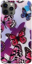 ADEL Siliconen Back Cover Softcase Hoesje Geschikt voor iPhone 12 (Pro) - Vlinder Roze