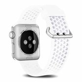 Voor Apple Watch Series 5 & 4 44 mm / 3 & 2 & 1 42 mm Tweekleurige honingraat ademende siliconen sportband (wit)