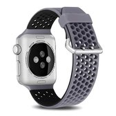 Voor Apple Watch Series 5 & 4 44mm / 3 & 2 & 1 42mm Tweekleurige honingraat ademende siliconen sportband (grijs zwart)