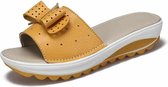 Bowknot Hollow Design Fashion Wild Casual Dames Pantoffels (Kleur: Geel Maat: 42)