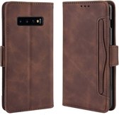 Wallet-stijl Skin Feel Calf Pattern lederen tas voor Galaxy S10 +, met apart kaartslot (bruin)