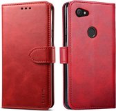 Voor Google Pixel 3a GUSSIM Zakelijke stijl horizontale flip lederen tas met houder en kaartsleuven en portemonnee (rood)