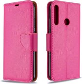 Voor Huawei P40 Lite E / Y7P Litchi Texture Pure Color Horizontal Flip PU Leather Case with Holder & Card Slots & Wallet & Lanyard (Rose Red)