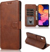 Voor Samsung Galaxy A40 Kalf Textuur Magnetische Gesp Horizontale Flip Lederen Case met Houder & Kaartsleuven & Portemonnee & Fotolijst (Koffie)