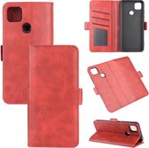 Voor Geschikt voor Xiaomi Redmi 9C Dual-side magnetische gesp Horizontale flip lederen tas met houder & kaartsleuven & portemonnee (rood)