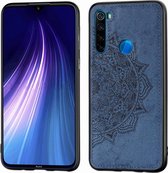 Voor Xiaomi Redmi Note 8, ProEmbossed Mandala Pattern PC + TPU + stoffen telefoonhoes met lanyard & magnetisch (blauw)