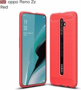 Voor OPPO Reno 2Z Brushed Texture Carbon TPU Case (Rood)