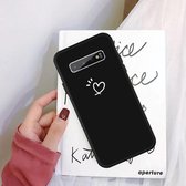 Voor Galaxy S10 + Love Heart Pattern Frosted TPU beschermhoes (zwart)