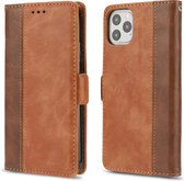 Voor iPhone 11 Pro Retro Texture Contrast Kleur Splicing Horizontaal Flip TPU + PU lederen tas met kaartsleuven & houder & portemonnee (bruin)