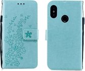 Voor Redmi 6 Pro Plum Blossom Pattern Links en Rechts Flip Leren Case met Beugel & Kaartsleuf & Portemonnee & Lanyard (Groen)