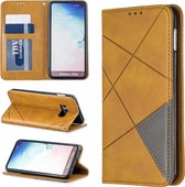 Ruit textuur horizontale flip magnetische lederen tas met houder en kaartsleuven en portemonnee voor Galaxy S10e (geel)