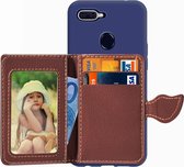 Leaf Buckle Litchi Texture Kaarthouder PU + TPU Case voor OPPO F9, met kaartsleuf en houder & portemonnee en fotolijst