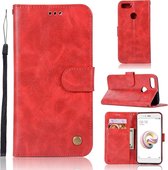 Voor Geschikt voor Xiaomi mi 5x retro koperen knop gek paard horizontale flip pu lederen case met houder & kaartsleuven & portemonnee & lanyard (rood)