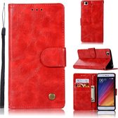 Voor xiaomi mi 5s retro koperen knop gek paard horizontale flip pu lederen case met houder & kaartsleuven & portemonnee & lanyard (rood)