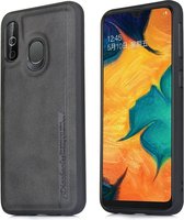 Voor Galaxy A40 Diaobaolee schokbestendige PU + TPU beschermhoes (zwart)