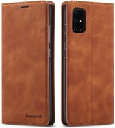 Voor Galaxy A51 Forwenw Dream Series Oil Edge Strong Magnetism Horizontal Flip Leather Case met houder & kaartsleuven & Wallet & Photo Frame (bruin)