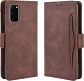 Voor Galaxy S20 / S20 5G portemonnee-stijl Skin Feel Calf Pattern lederen tas met aparte kaartsleuf (bruin)