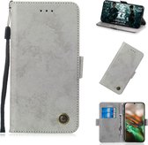 Voor Galaxy Note 10 retro horizontale flip pu lederen tas met kaartsleuven en houder (grijs)