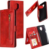 Voor Xiaomi Redmi Note 9 Pro Nine Card Zipper Bag Horizontal Flip Leather Case With Holder & Card Slots & Photo Frame & Wallet (Red)