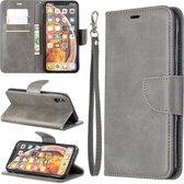 Retro lamsvacht textuur pure kleur horizontale flip pu lederen case voor Galaxy M30, met houder & kaartsleuven & portemonnee & lanyard (grijs)