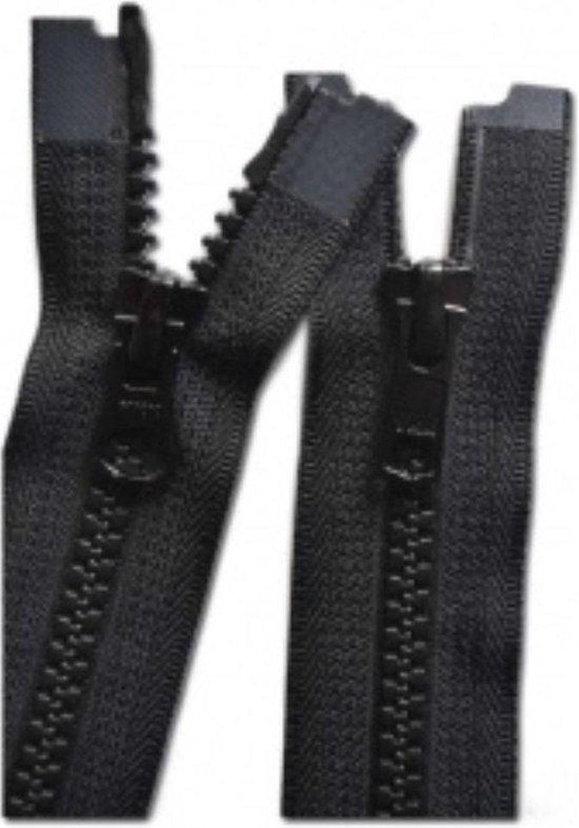 YKK DUBBEL DEELBARE RITS, DONKER BRUIN, 90CM, BLOKTANDJES, PER STUK.
