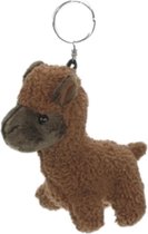 Alpaca mini knuffel sleutelhanger 12 cm bruin - Pluche dieren cadeau knuffels/knuffeltjes voor kinderen