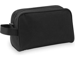 Toilettas/make-up tas zwart met handvat 21,5 cm voor heren/dames - Reis toilettassen/make-up etui - Handbagage