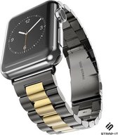 Stalen Smartwatch bandje - Geschikt voor Apple Watch stalen bandje - zwart/goud - Strap-it Horlogeband / Polsband / Armband - Maat: 42 - 44 - 45mm