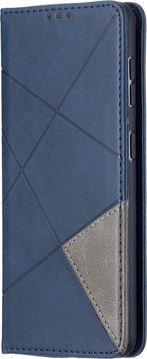 Mobigear Telefoonhoesje geschikt voor Samsung Galaxy S21 Hoesje | Mobigear Rhombus Slim Bookcase | Pasjeshouder voor 2 Pasjes | Telefoonhoesje voor Pinpas / OV Kaart / Rijbewijs - Blauw