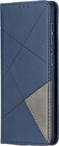 Samsung Galaxy S21 Hoesje - Mobigear - Rhombus Slim Serie - Kunstlederen Bookcase - Blauw - Hoesje Geschikt Voor Samsung Galaxy S21