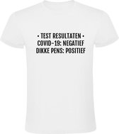 Test resultaat: covid negatief - dikke pens positief Heren t-shirt | te dik | te zwaar | afvallen | cardio |Wit