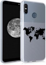 kwmobile telefoonhoesje voor HTC U12 Life - Hoesje voor smartphone in zwart / transparant - Wereldkaart design